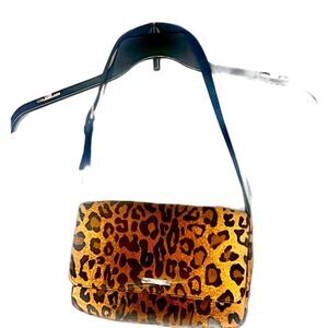 Nine West Cheetah print shoulder bag soft fabric with orange nylon lining 2 pots